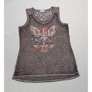 Maurices Burnout Sleeveless Top Womens Size S "Land Of The Free" Lace Patriotic